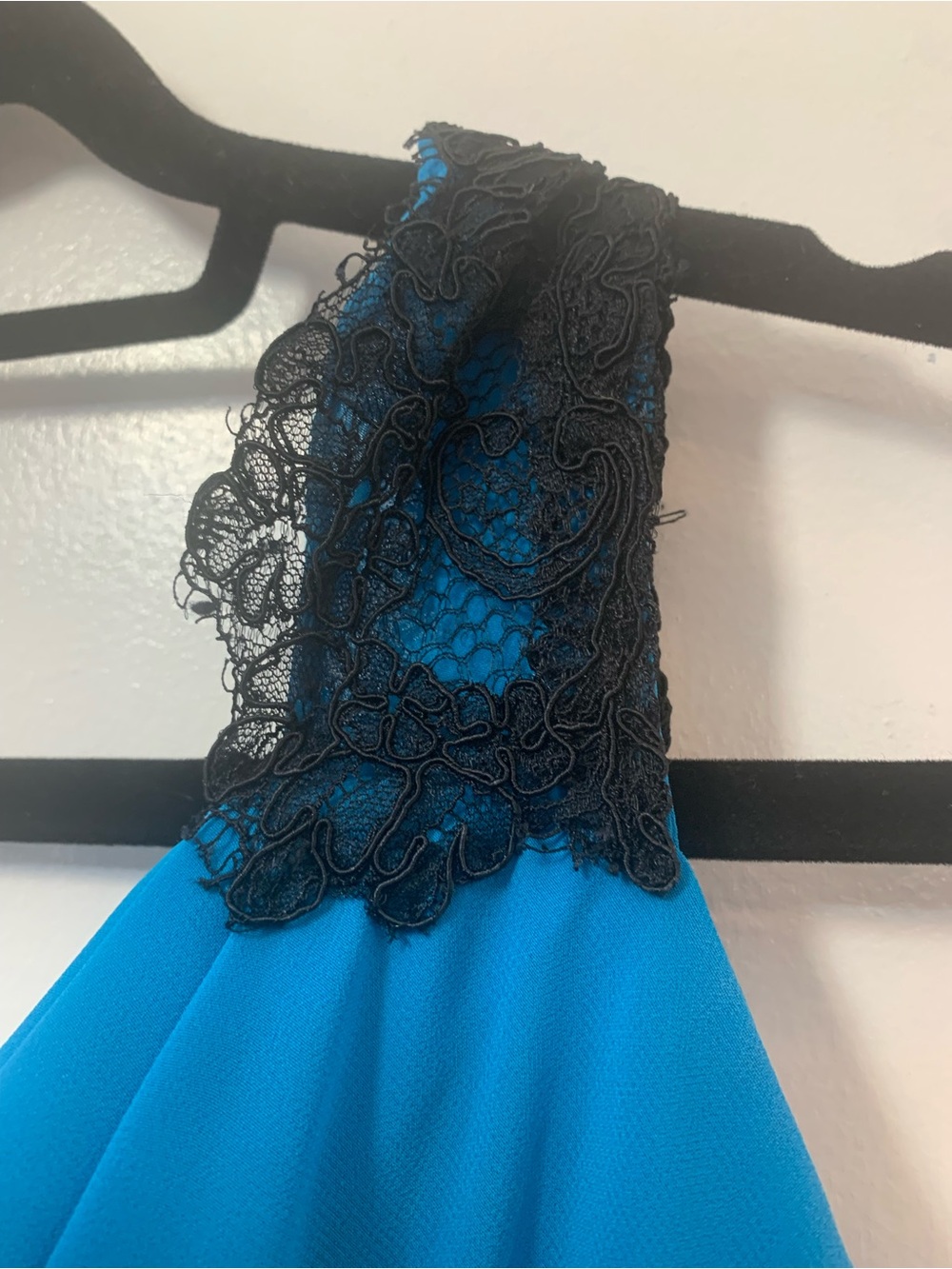SORELLA VITA Size 14 Turquoise Maxi Dress with Black Lace Waist and Straps - Picture 6 of 8